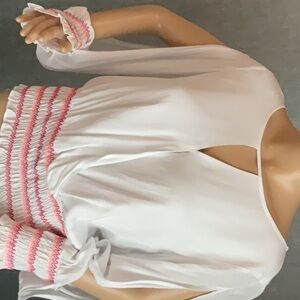 INC International Concepts fun White Rayon Blouse